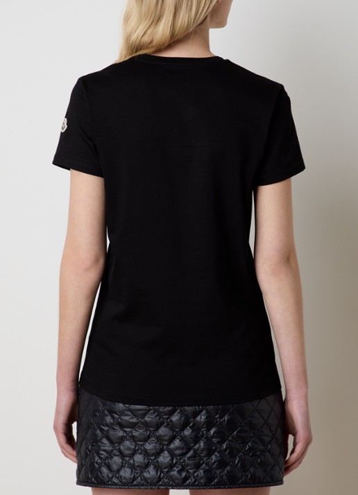 Moncler T-shirt met logoborduring - achterkant 5 zwart
