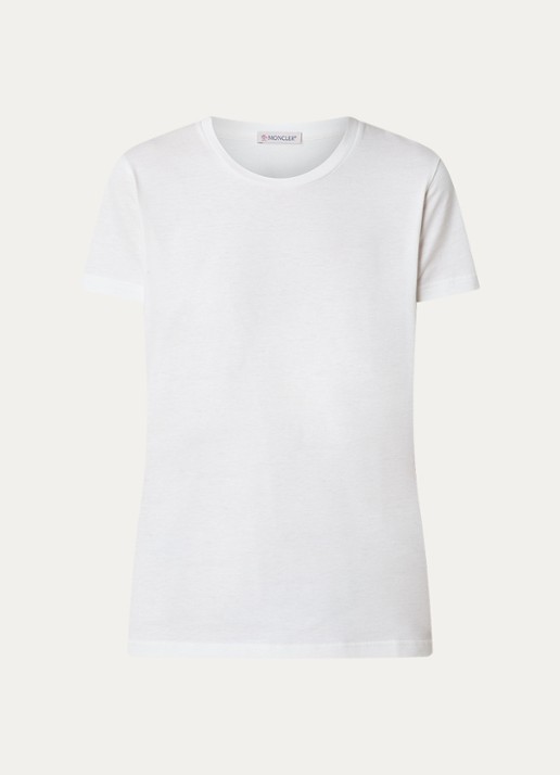 Moncler T-shirt met logoborduring - voorkant 4 gebroken wit