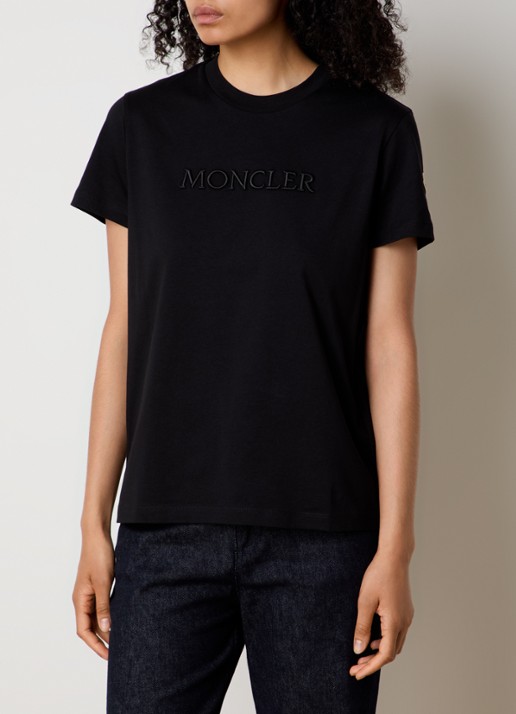 Moncler T-shirt met logoborduring - detail 3 zwart