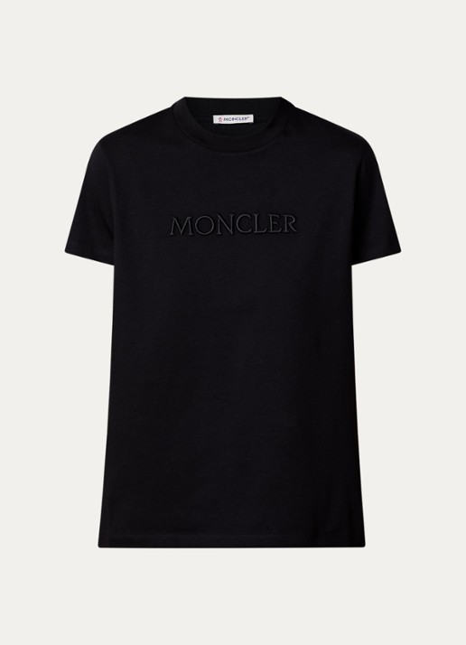Moncler T-shirt met logoborduring - voorkant zwart