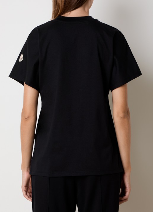 Moncler T-shirt met logoborduring - achterkant 3 zwart