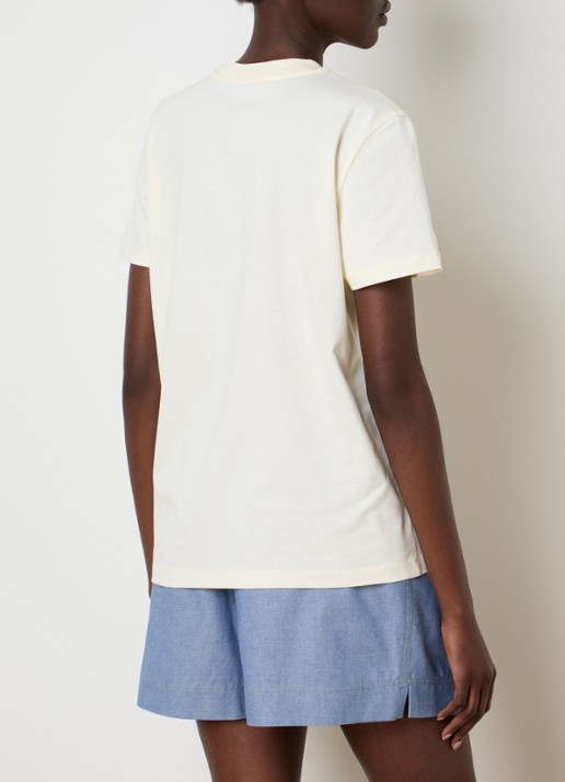 Moncler T-shirt met logoborduring - achterkant gebroken wit