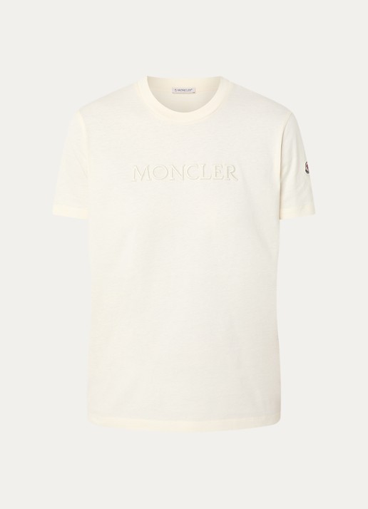Moncler T-shirt met logoborduring - voorkant 2 gebroken wit
