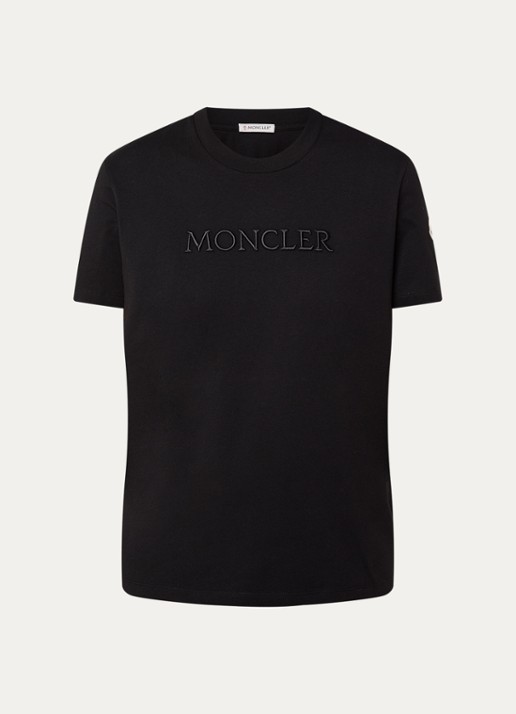Moncler T-shirt met logoborduring - voorkant zwart