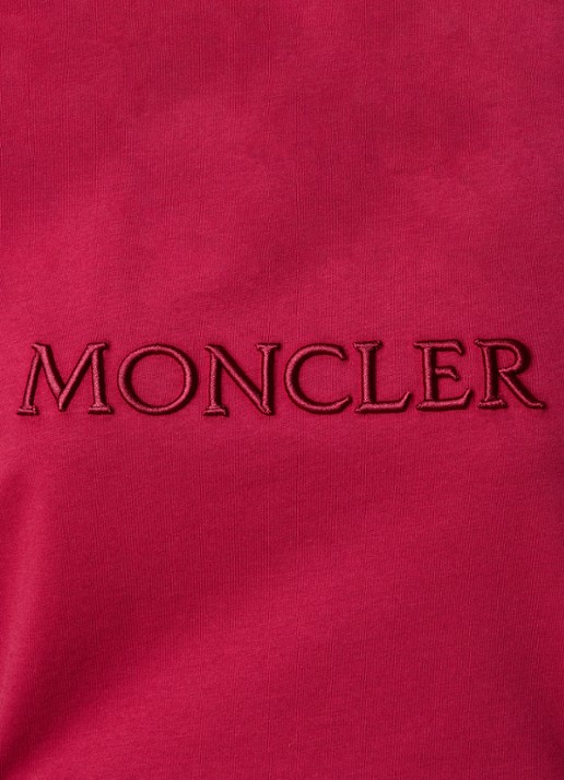 Moncler T-shirt met logoborduring - detail 3 donkerrood