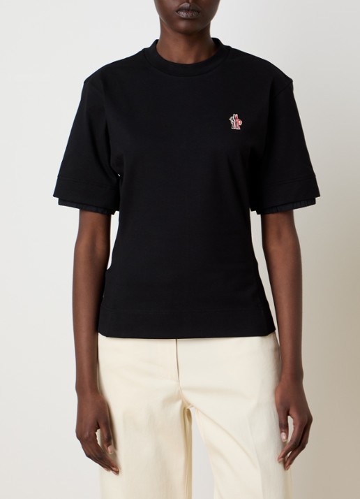 Moncler T-shirt met logoborduring - detail 4 zwart