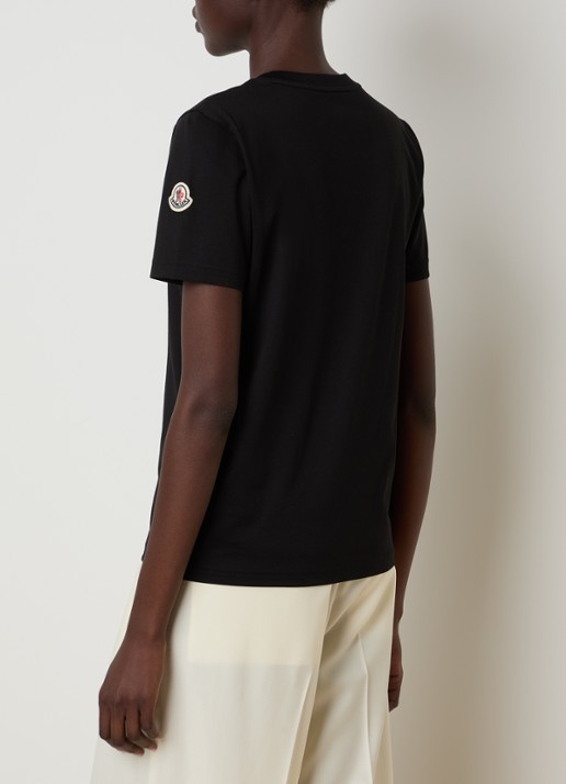 Moncler T-shirt met logoborduring - achterkant 5 zwart