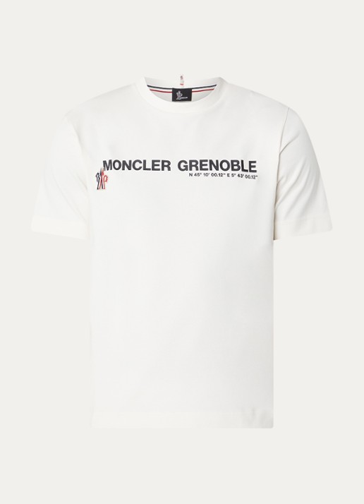Moncler T-shirt met logoprint - voorkant gebroken wit