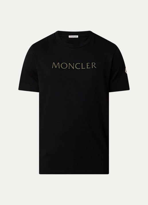 Moncler T-shirt met logoprint - voorkant zwart