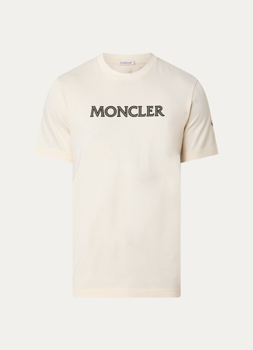 Moncler T-shirt met logoprint - voorkant 4 creme
