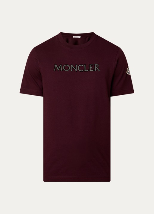 Moncler T-shirt met logoprint - voorkant 2 bordeauxrood