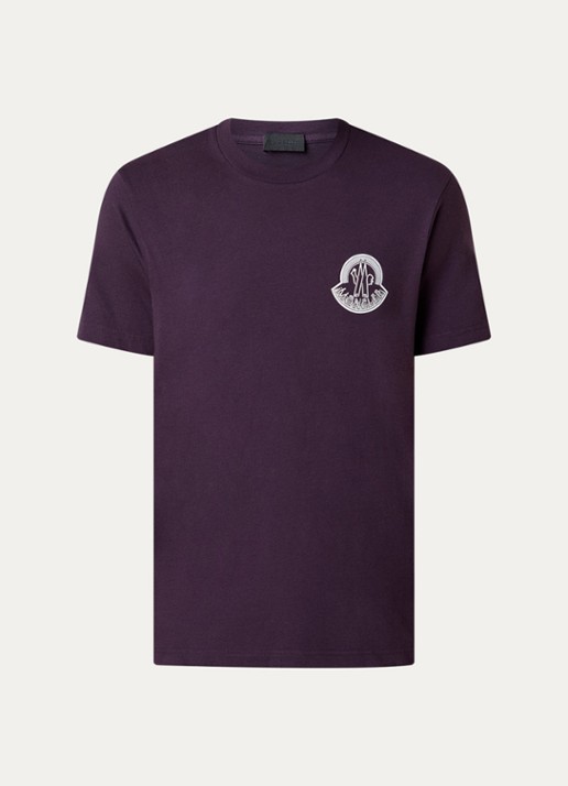 Moncler T-shirt met logoprint - voorkant 4 aubergine