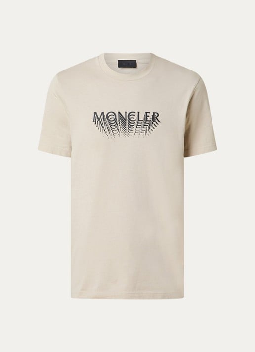 Moncler T-shirt met logoprint - voorkant 4 beige