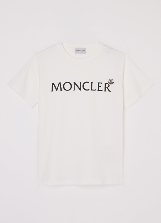 Moncler T-shirt met logoprint - voorkant gebroken wit