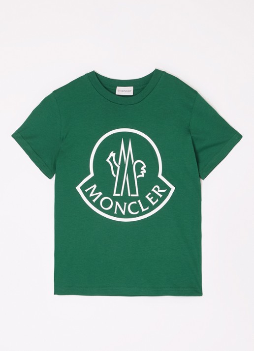 Moncler T-shirt met logoprint - voorkant groen