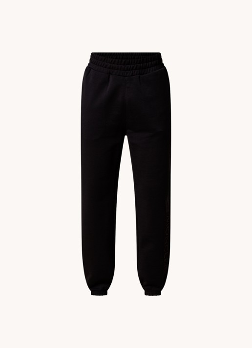 Moncler Tapered fit joggingbroek met logoborduring - voorkant 5 zwart