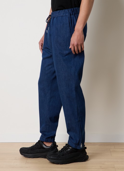 Moncler Tapered fit joggingbroek van chambray met steekzakken - detail 3 indigo