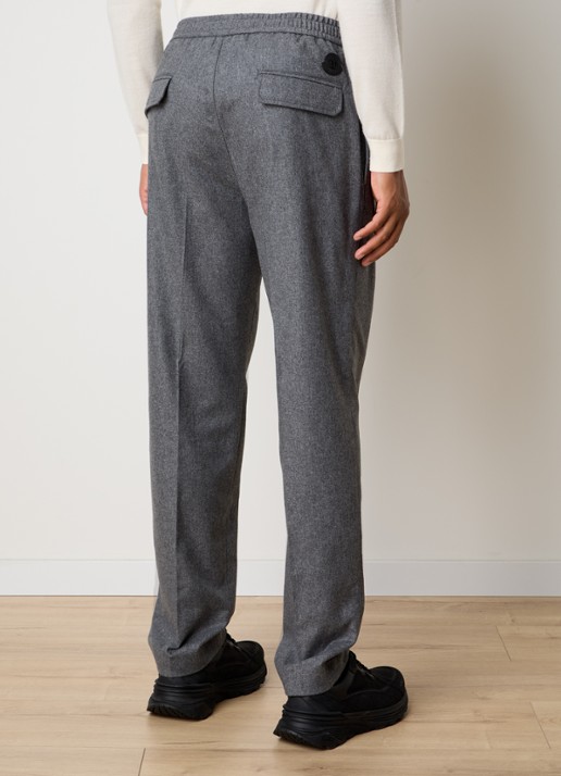 Moncler Tapered fit pantalon in kasjmierblend met trekkoord - achterkant 4 donkergrijs