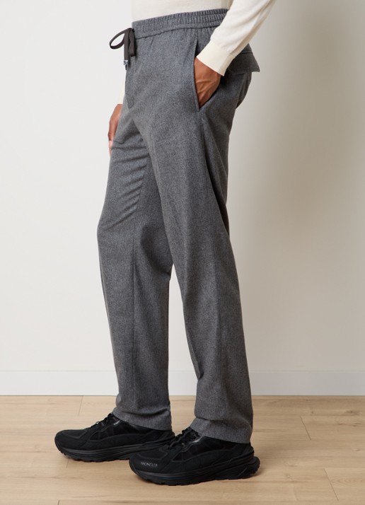 Moncler Tapered fit pantalon in kasjmierblend met trekkoord - detail 2 donkergrijs