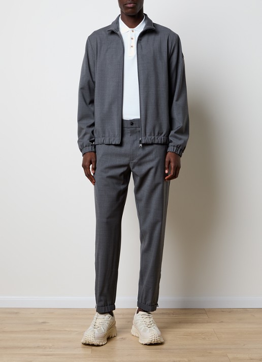Moncler Tapered fit pantalon van wol - voorkant 2 grijs