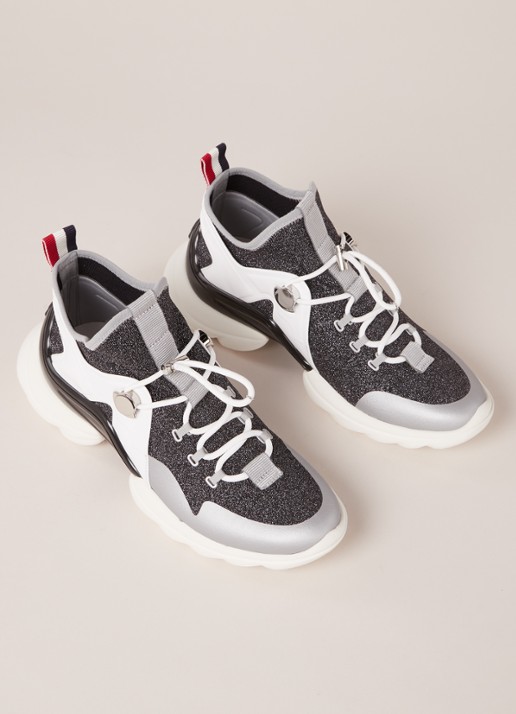 Moncler Thelma sneaker met leren details en glitter - detail 4 antraciet