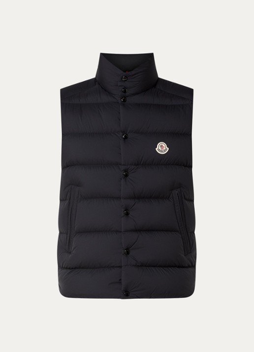 Moncler Tibb gewatteerde bodywarmer met donsvulling en logo - voorkant 5 zwart
