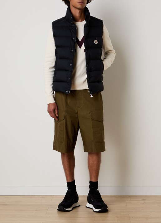 Moncler Tibb gewatteerde bodywarmer met donsvulling en logo - voorkant 6 zwart