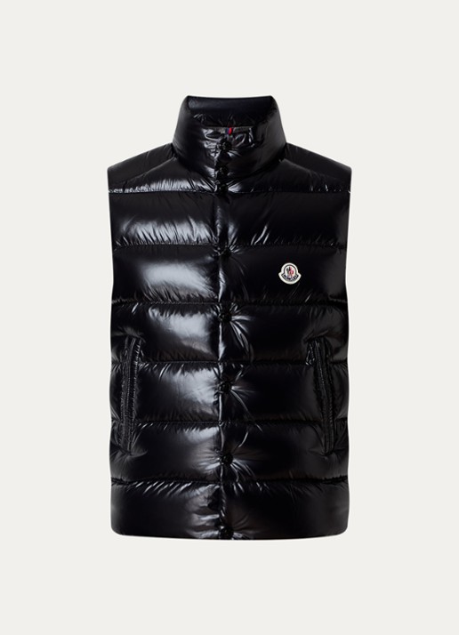 Moncler Tibb gewatteerde bodywarmer met logo - voorkant zwart