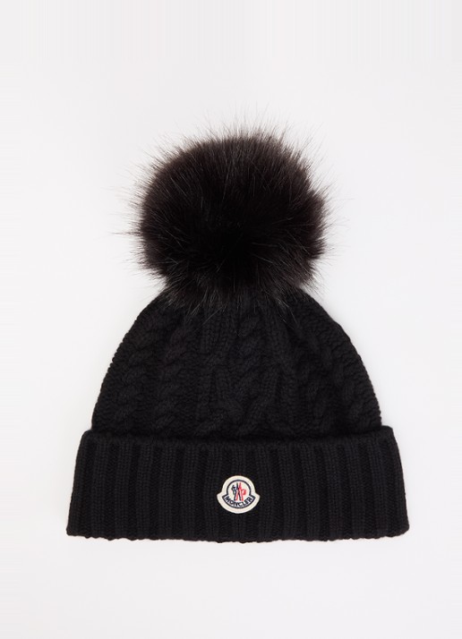 Moncler Tricolor muts in kasjmierblend met logo