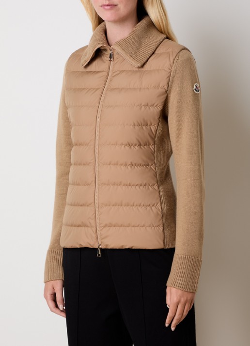 Moncler Tricot fijngebreid vest van scheerwol met gewatteerd voor- en achterpand
