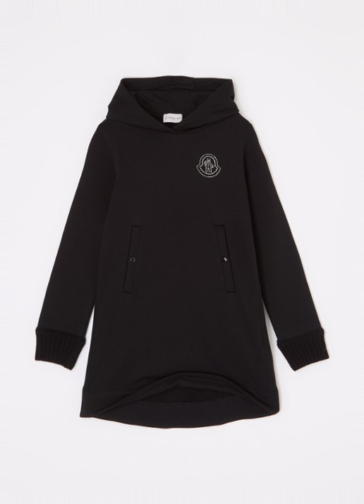 Moncler Trui-jurk met logo en strass - voorkant 3 zwart