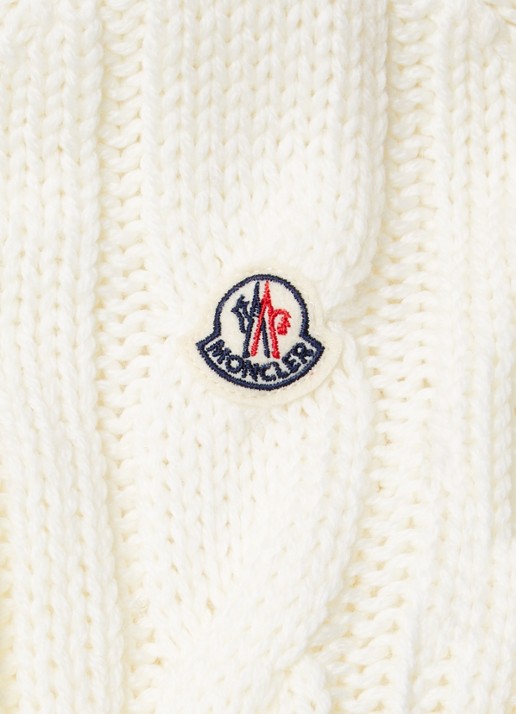 Moncler Trui van wol met logo - detail 5 ivoor