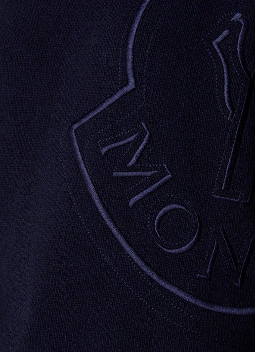 Moncler Trui van wol met logo - detail 3 donkerblauw