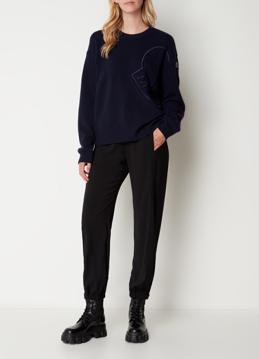 Moncler Trui van wol met logo - voorkant 5 donkerblauw