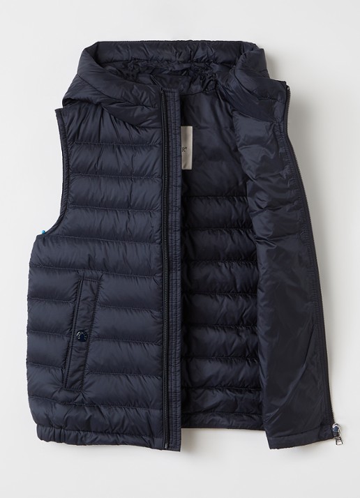 Moncler Uzay gewatteerde bodywarmer met donsvulling en capuchon - voorkant 2 donkerblauw