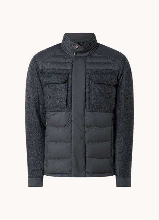 Moncler Vallanta gewatteerde jas met opbergbare capuchon - voorkant grijs