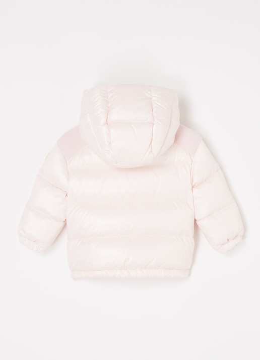 Moncler Valya puffer jack met donsvulling en afneembare capuchon - achterkant lichtroze