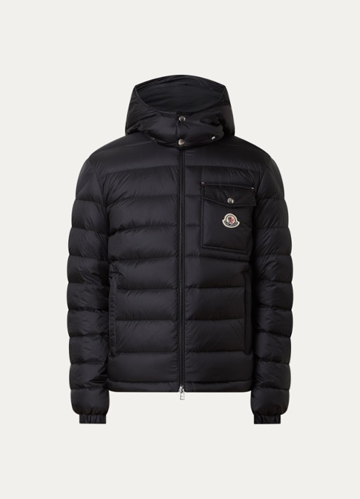 Moncler Verith pufferjack met donsvulling en afneembare capuchon - voorkant 4 zwart