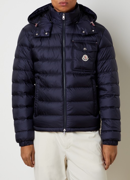 Moncler Verith pufferjack met donsvulling en afneembare capuchon - detail donkerblauw