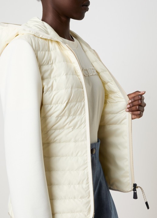 Moncler Vest met gewatteerd voorpand en ritszakken - detail 3 gebroken wit