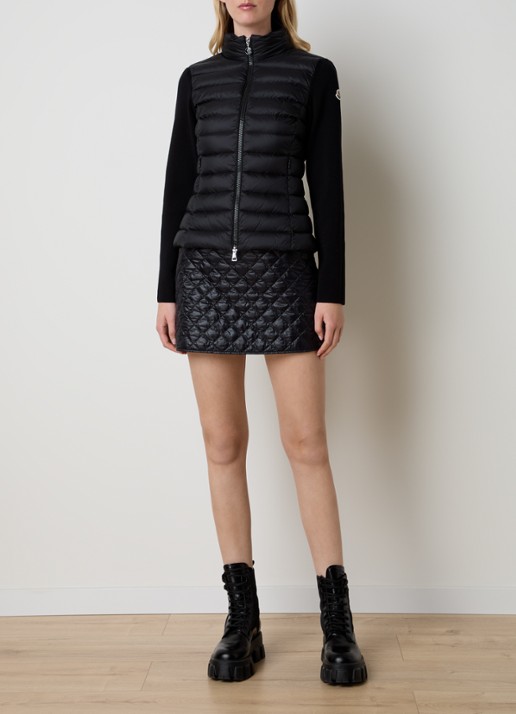 Moncler Vest van scheerwol met gewatteerd voorpand - voorkant 5 zwart
