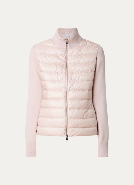 Moncler Vest van scheerwol met gewatteerd voorpand - voorkant 4 lichtroze