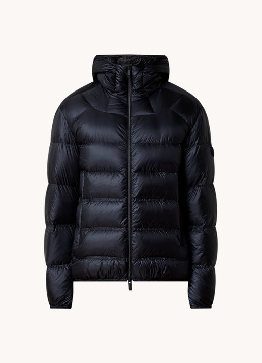 Moncler Viani puffer jack met donsvulling en capuchon - voorkant blauw