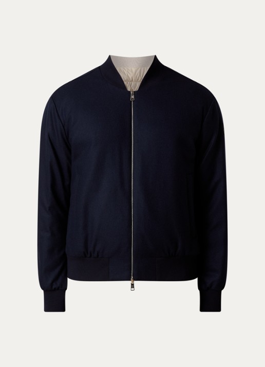 Moncler Villerest bomberjack in kasjmierblend met donsvulling - voorkant donkerblauw