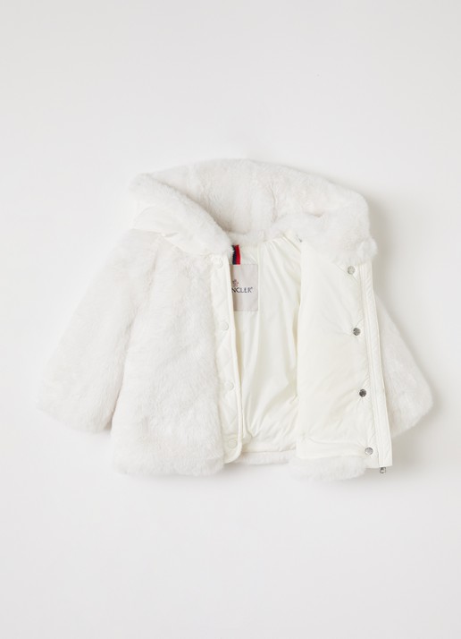 Moncler Viona gewatteerd jack van imitatiebont - voorkant 2 gebroken wit