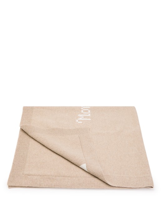 Moncler Wiegdeken 80 x 80 cm in kasjmierblend - voorkant beige