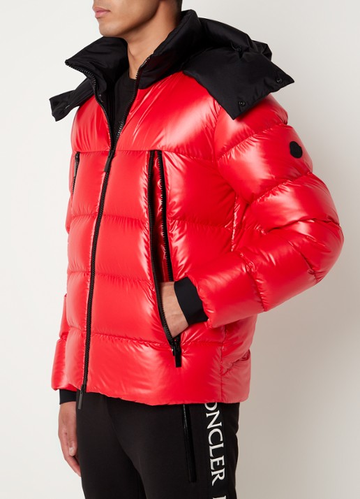 Moncler Zubair puffer jack met donsvulling en afneembare capuchon - detail steenrood