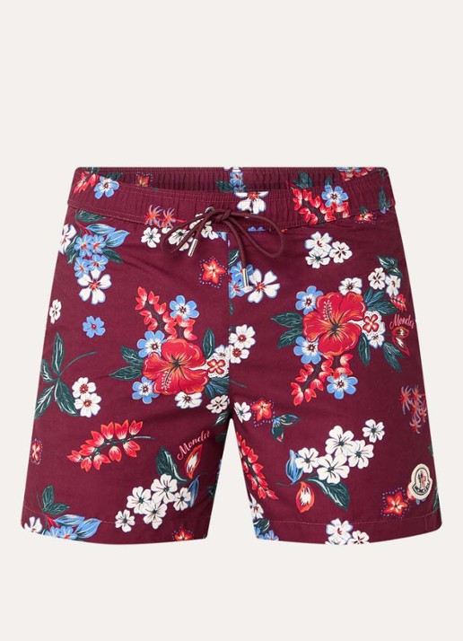 Moncler Zwemshorts met bloemenprint en steekzakken - voorkant rood