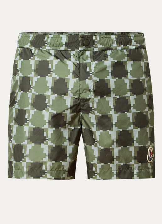 Moncler Zwemshorts met grafische print - voorkant 4 olijfgroen