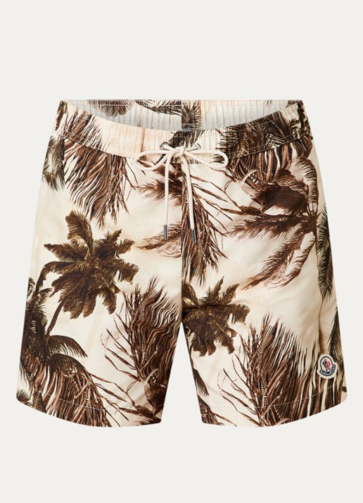 Moncler Zwemshorts met print en steekzakken - voorkant 2 bronsgroen